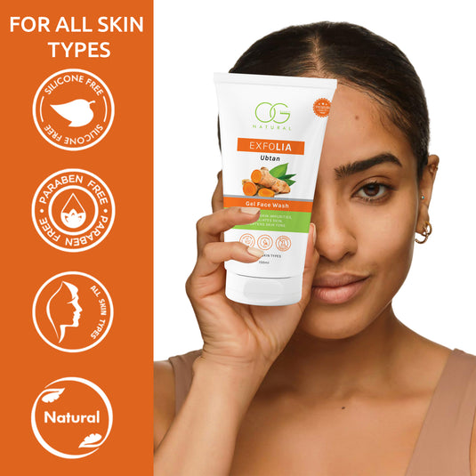 OG BEAUTY Natural Exfolia Ubtan Gel Face Wash 150 Ml