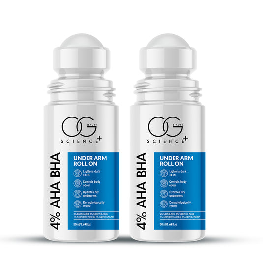 OG BEAUTY Science+ AHA BHA Underarm Roll On | 2% Lactic 1% Salicylic 1% Mandelic Acid 1% Alpha Arbutin | Lightens Dark Spots & Controls Odour | 50ml