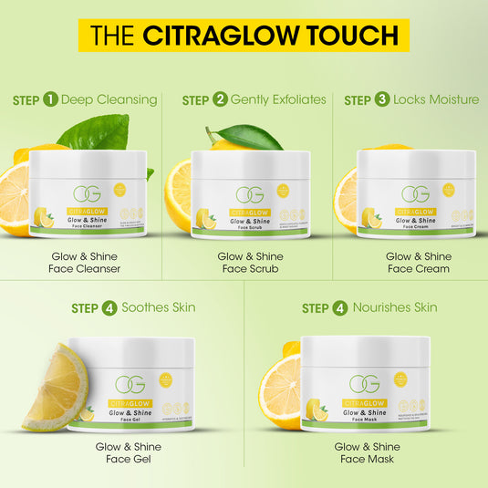 OG BEAUTY CITRA GLOW Facial Kit | 5-Step Brightening | Deep Cleanse, Pore Refining & Glow Boost