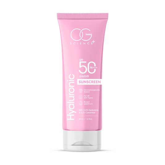 OG BEAUTY SCIENCE SPF 50 PA+++ Sunscreen - 0.5% Hyaluronic Acid & 0.2% Ceramide - UV Protection & Hydration - 50ml