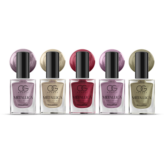 OG BEAUTY Metallica Nail Paint Set of 5 - 10ml Each