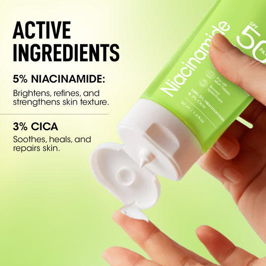OG BEAUTY SCIENCE SPF 50 PA+++ Sunscreen - 5% Niacinamide & Cica - UV Protection & Hydration - 50ml