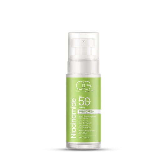 OG BEAUTY Science SPF 50 PA+++ Sunscreen with Niacinamide & Cica - Dermatologically Tested - Broad Spectrum 50 Ml