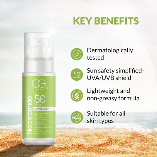 SPF 50 PA+++ sunscreen with Niacinamide and Cica