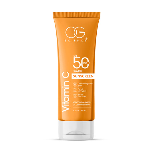 OG BEAUTY SCIENCE SPF 50 PA+++ Sunscreen - 1% Vitamin C & Liquorice for Radiant Skin - UV Protection & Hydration - 50ml