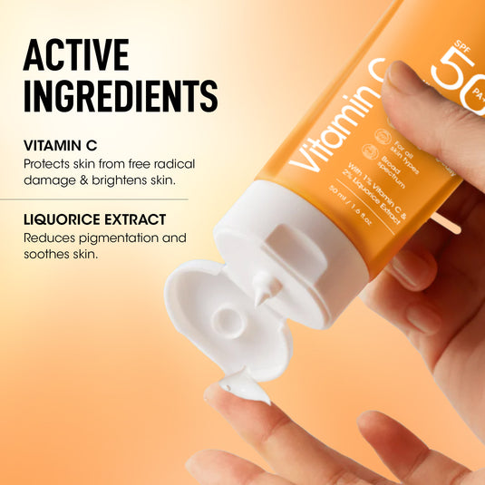 OG BEAUTY SCIENCE SPF 50 PA+++ Sunscreen - 1% Vitamin C & Liquorice for Radiant Skin - UV Protection & Hydration - 50ml