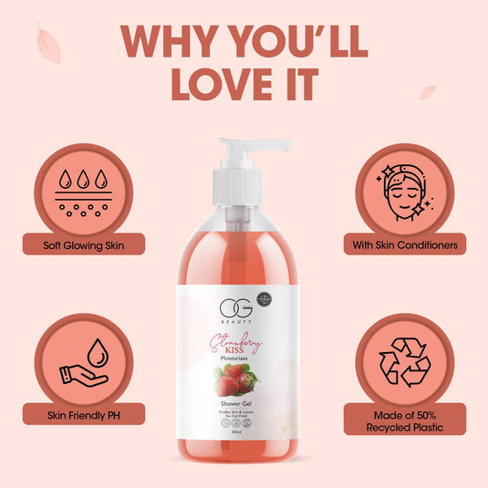 OG BEAUTY Strawberry Kiss Moisturizes Shower Gel 300ml