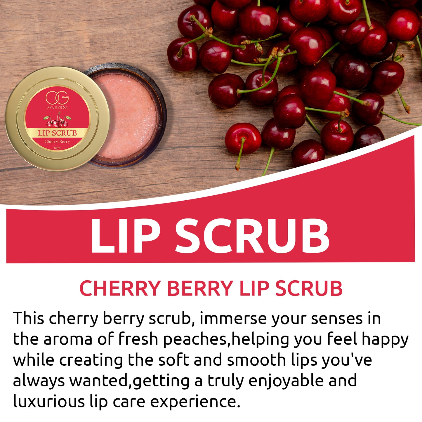 OG BEAUTY AYURVEDA Cherry Berry Lip Scrub 8 Gm