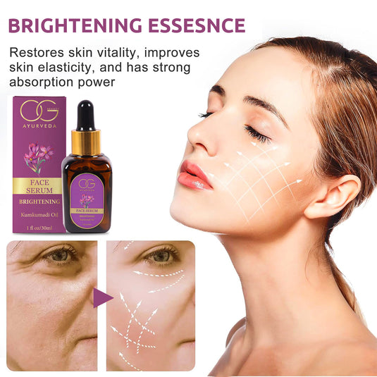 OG BEAUTY Ayurveda Brightening Face Serum 30 ML - Natural Skin Brightening and Hydrating Solution