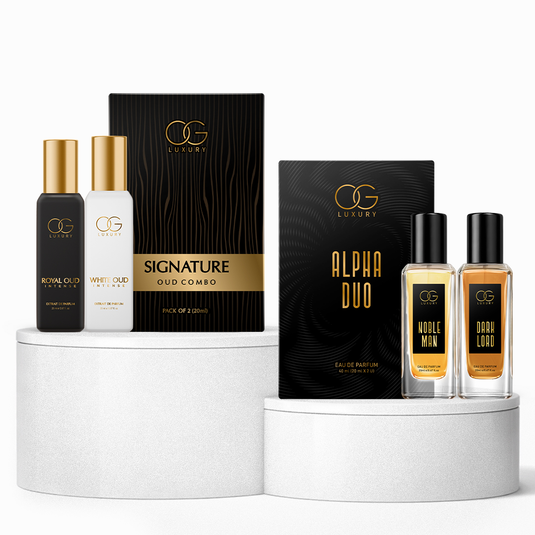 OG LUXURY Signature Oud and Alpha Duo Combo | Royal Oud, White Oud, Dark Lord, Noble Man | Long Lasting Perfume Gift Set for Men, Pack of 4 Perfume Set, 20ml Each