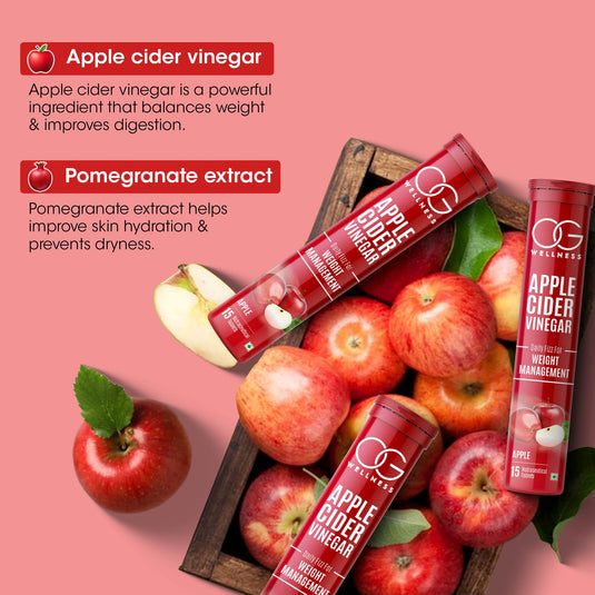 OG Wellness Apple Cider Vinegar Effervescent Tablets for Weight Loss - Red Apple Flavor