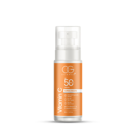 OG BEAUTY Science SPF 50 PA+++ Sunscreen with Vitamin C & Liquorice Extract - Dermatologically Tested - Broad Spectrum 50 Ml