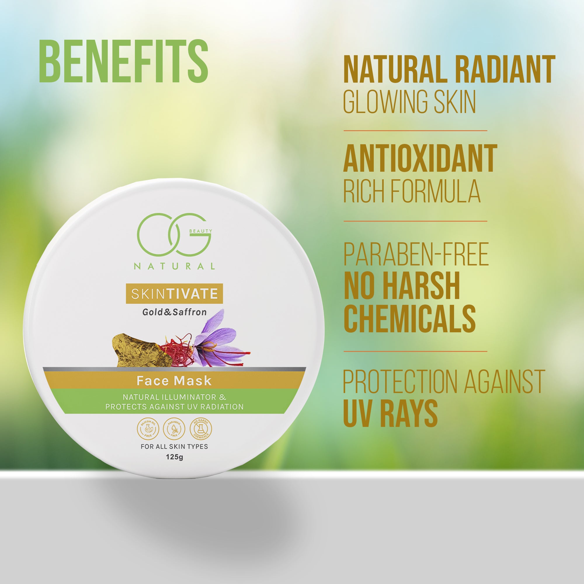 OG Beauty Natural Skintivate Gold & Saffron Face Mask 125g